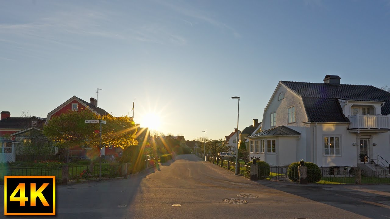Early morning city walk on the east side of Växjö city - 4K City Walking Sweden
