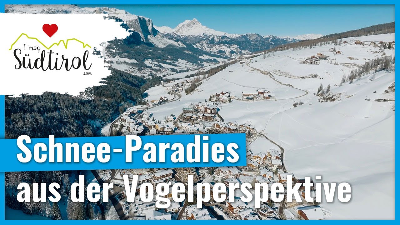 Spektakulärer Drohnenflug ❤️ über das winterliche St. Kassian im Gadertal