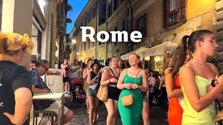 [4K]  Italy Summer Walk: Rome, Saturday Evening Vibes, Best Gelato & Lasagna 2022