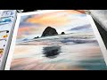 Haystack Rock Cannon Beach in Watercolors Painting Tutorial