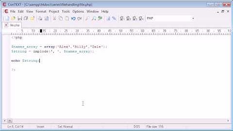 Beginner PHP Tutorial - 81 - The implode Function with File Handling Example