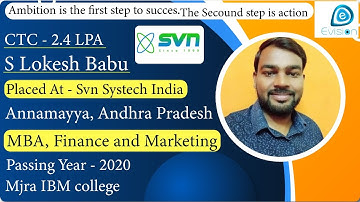 Congrats, Lokesh| Selected in SVN Systech India Pvt Ld | 2.6 LPA |Finance , PoY 2020| Annamayya