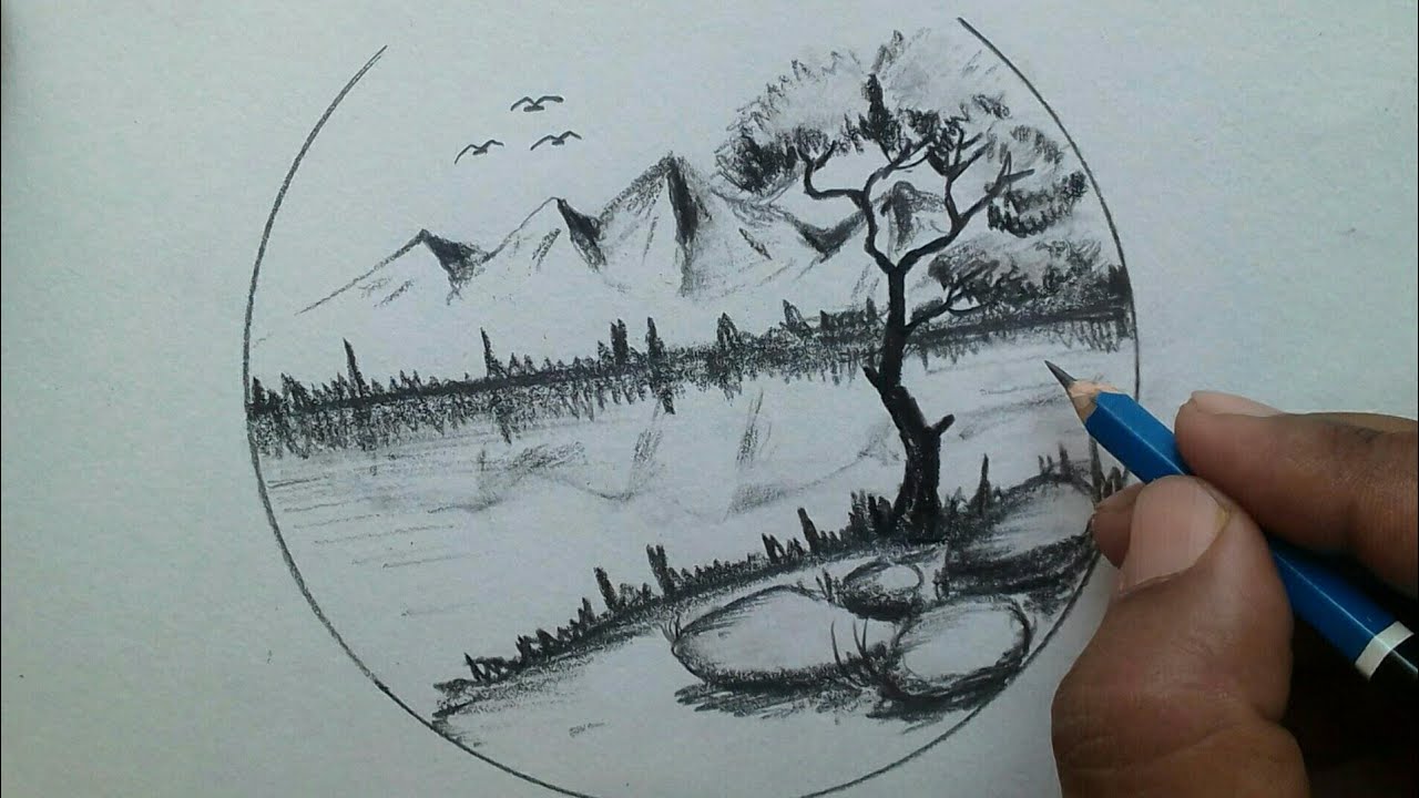 How to draw nature scenery drawing for beginners / drawing ideas - YouTube