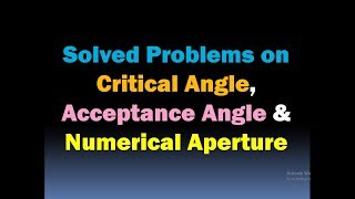 Acceptance Angle and Numerical Aperture (Problems on Critical Angle, Acceptance Angle and NA [HD]