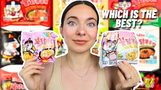 I tried EVERY SAMYANG BULDAK RAMEN I could find in the UK...this is what happened #asmr #mukbang