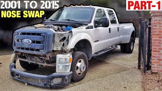 NOSE SWAP Part 1  2001 F350 7.3 To 2015 McNasty Superduty Conversion Front End Clip Swap F250