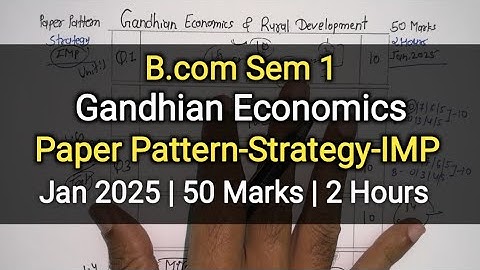 Gandhian Economics & Rural Development | Paper Pattern-Strategy-IMP | B.com Sem 1 | Jan 2025