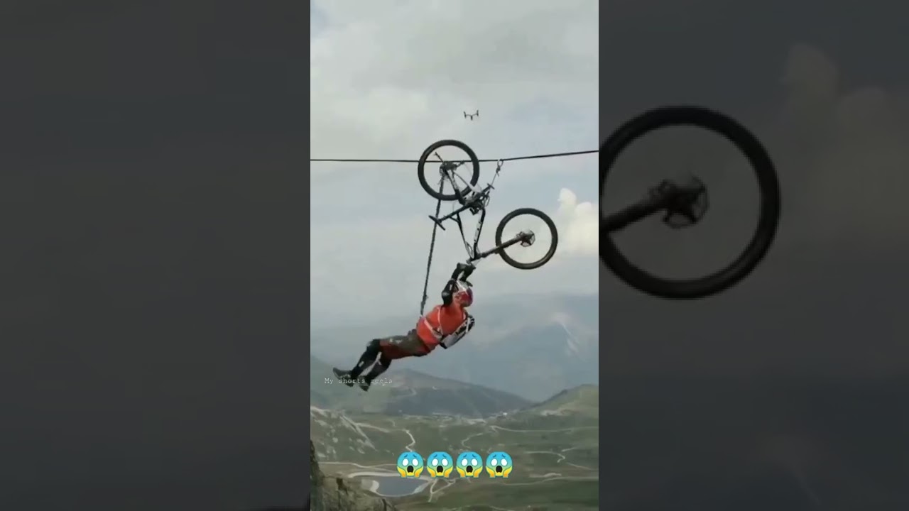 bicycle 🔥mountain😲 rope rider in dangerous😱 situation with his bike balance loosing servival 🔥