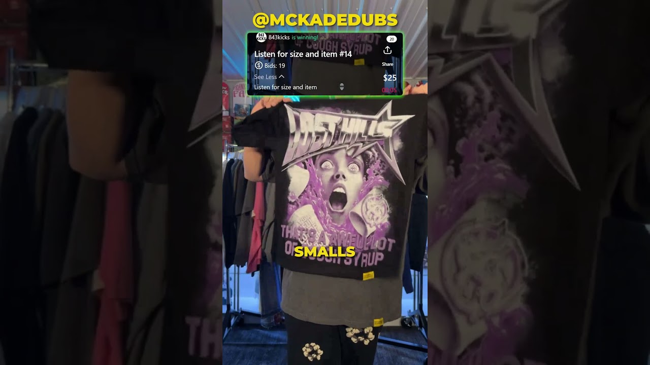 Live Auction "Lost Hills X Awful Lot Of Cough Syrup Tee (Black)" #whatnot #reselling