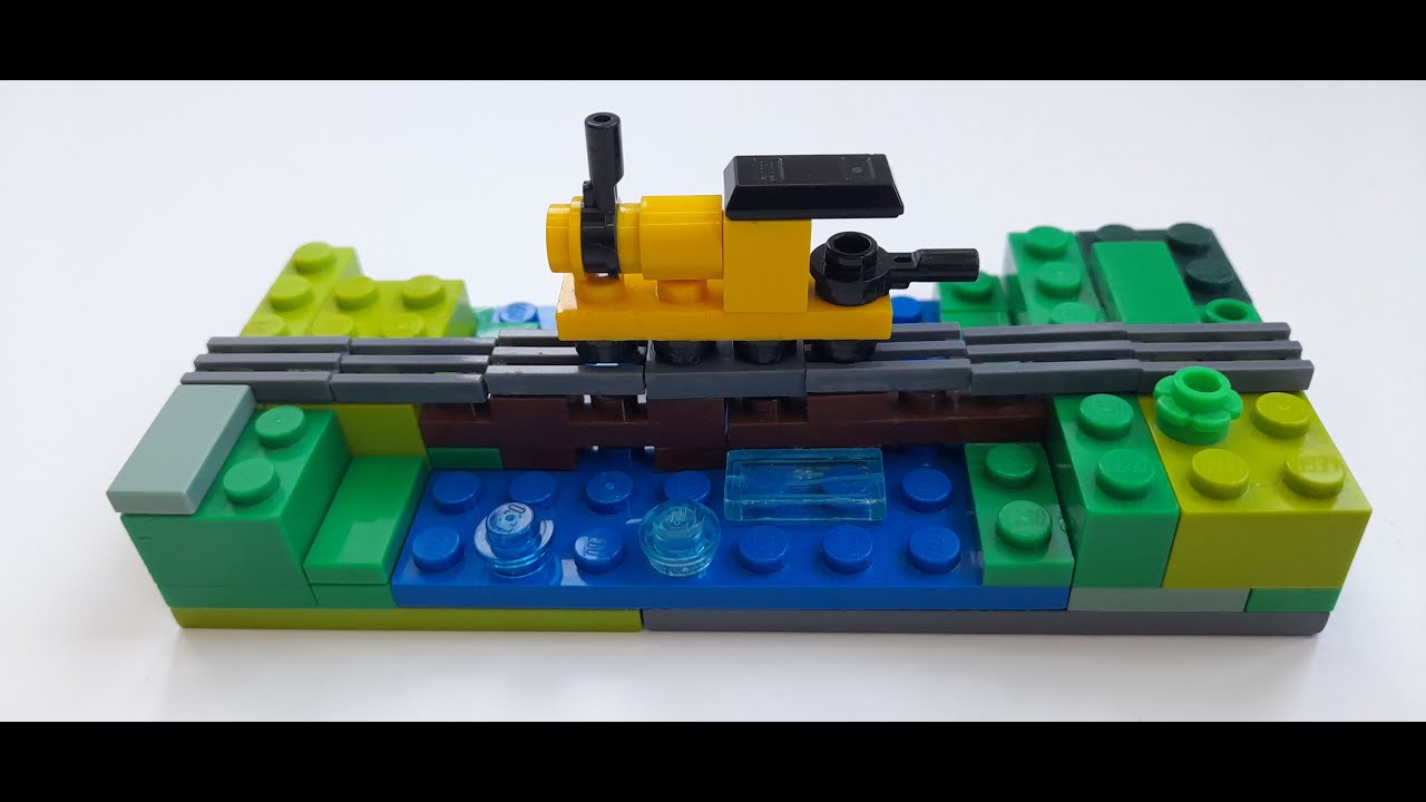 Lego mini train on the railway bridge - YouTube