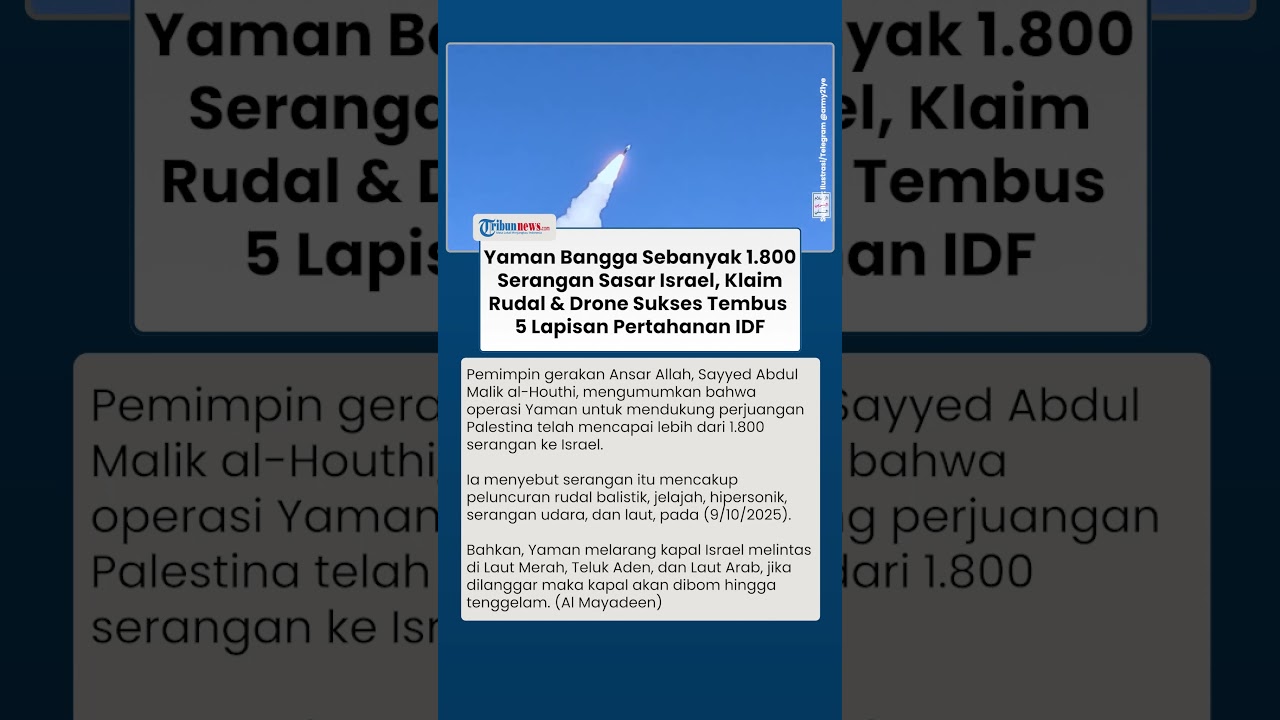 1.800 Serangan Yaman Guncang Israel, Al-Houthi Sebut Dominasi Amerika di Timur Tengah Mulai Runtuh