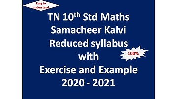 Reduced syllabus| 10th std Maths New Syllabus 2020 (TN) | 2020 - 2021