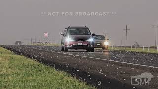 05302024 Gaines County, TX  BaseballSized Hail Slams Roadway  Vehicle Traffic on Roads