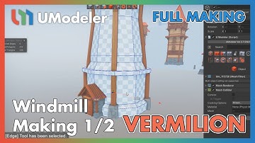 3D Modeling in Unity - Full Making Video of Modeling & UV a Windmill 1/2 in Vermilion with UModeler