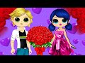 Miraculous Ladybug &amp; Cat Noir Marinette &amp; Adrien Couple in Love Dress Up DIY Paper Dolls &amp; Crafts