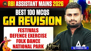 RBI Assistant Mains 2026 GA | Top 100 Static GK MCQs Revision | GA By Vaibhav Sir