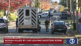 Video: Woman killed by car fleeing from shooting scene