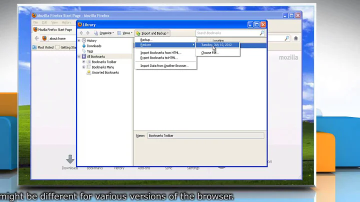 Mozilla® Firefox: How to back up and restore bookmarks in Windows® XP