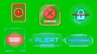 Errors warning alerts Message green screen animations effects || chroma key Top Errors Animations