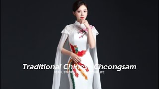 Traditional White Cheongsam Qipao 2021 Mermaid High Neck Short Sleeve Appliques Embroidered