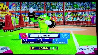 Mario and sonic at the London 2012 olympic games hammer throw