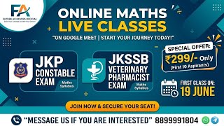 JKSSB JKP CONSTABLE+ VETERNARY PHARMACIST MATH BATCH , GOOGLE MEET CLASS
