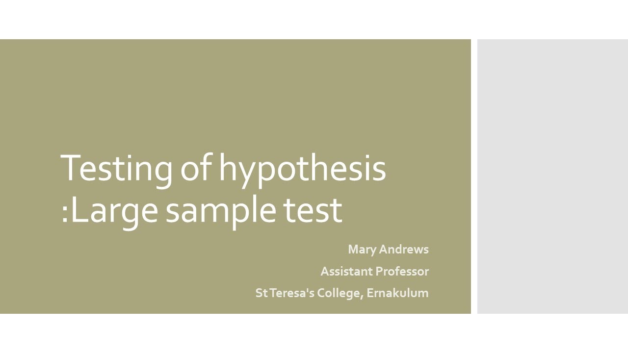 Testing of Hypothesis Large sample test - YouTube