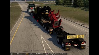 American Truck Simulator. Рейс по Техасу везем харвестер- лесозаготовительную машину.