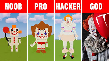 Minecraft battle: NOOB vs PRO vs HACKER vs GOD: BUILDING PENNYWISE "IT 2" in Minecraft