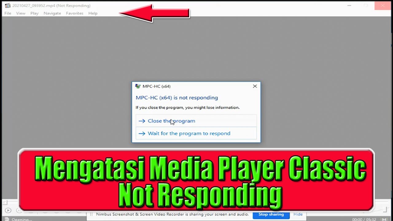 Mengatasi Media Player Classic Not Responding K Lite Codec Eror Not