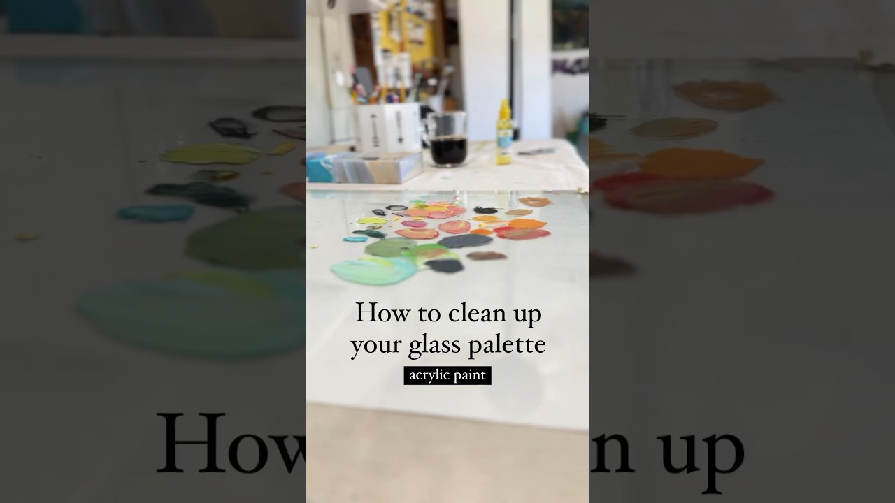 How to clean your glass palette after using acrylic paint. #painting 