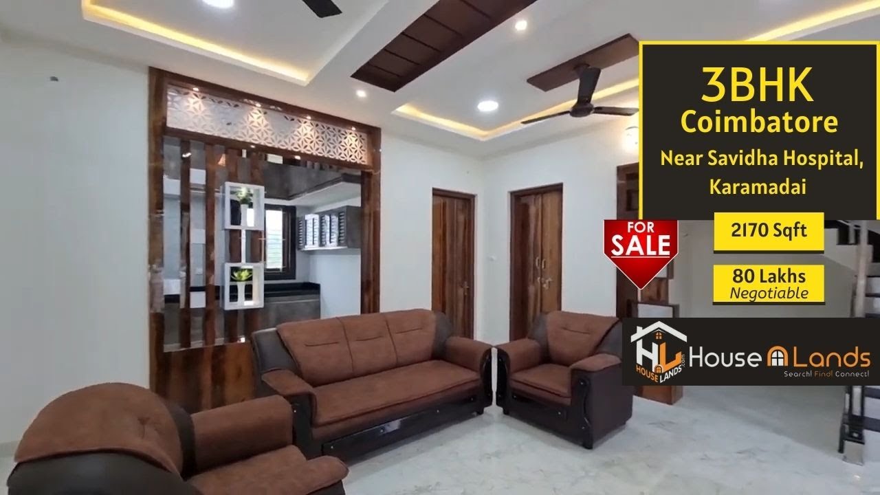 House for sale in karamadai Fully furnished Duplex house 2170