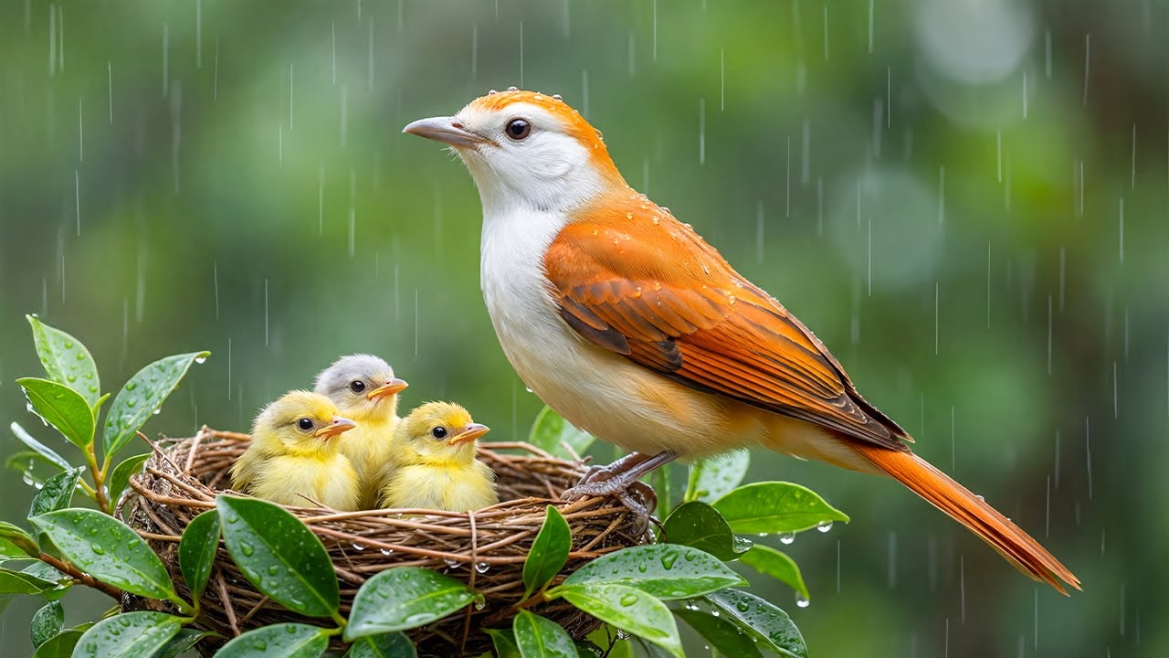 Calm Birds Singing with Rain Sounds 🌧️🐦 Soothing Nature Soundscape for Stress Relief and Relaxation🍃
