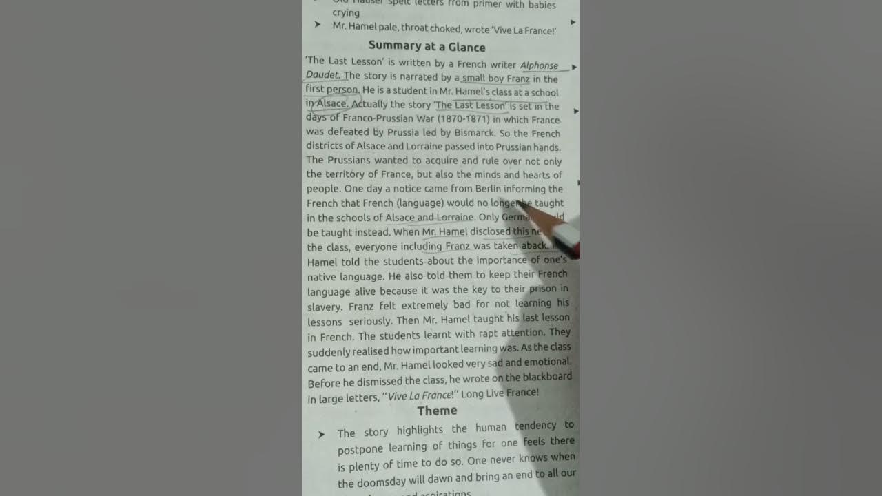 class 12 English last lesson summary at glance.. - YouTube