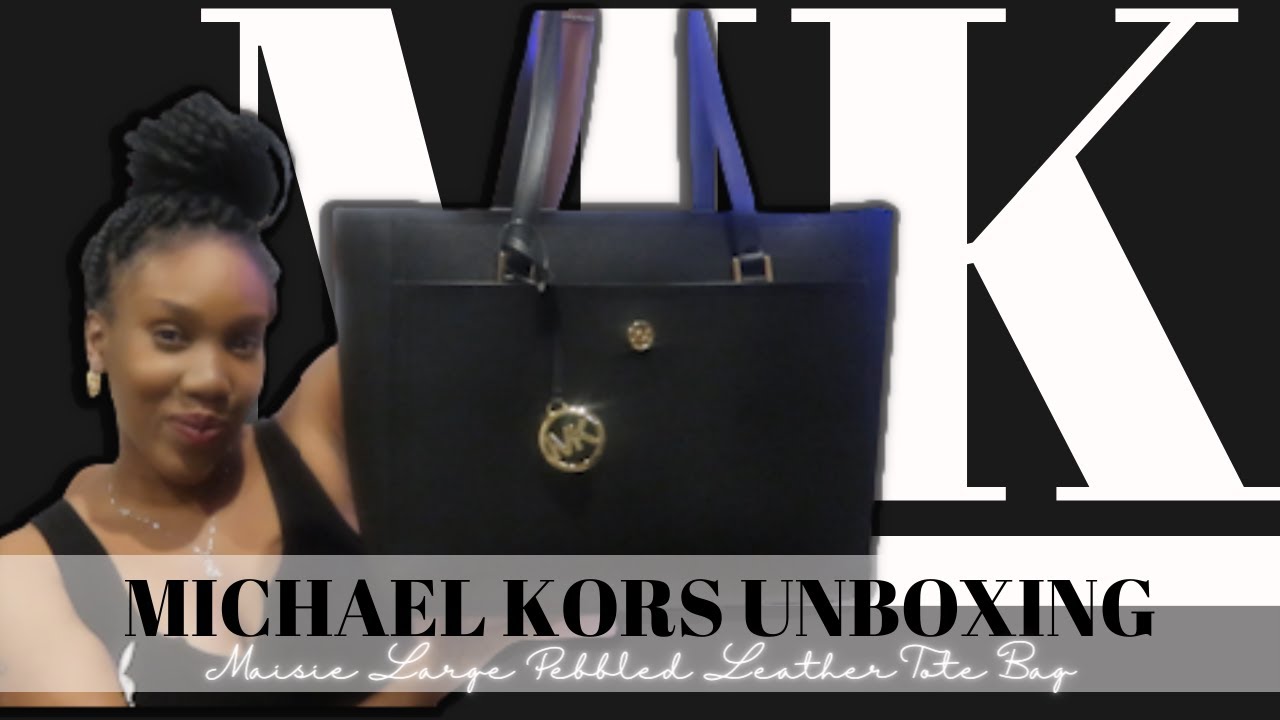 Michael Kors Maisie Large Leather 3-in-1 Tote Bag Black Brown Mk Signature