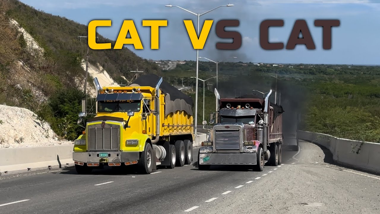 Trucks carrying heavy loads & navigating uphill on a 7.6 steep grade up ...