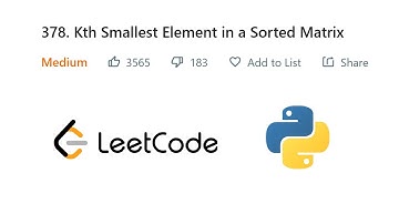 Kth Smallest Element in a Sorted Matrix | Leetcode | Python | Love Babbar DSA Cracker Sheet