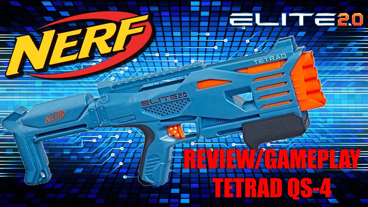 Lançador Nerf Elite 2.0 Tetrad Qs-4, Lança 4 Dardos ao Mesmo Tempo - F