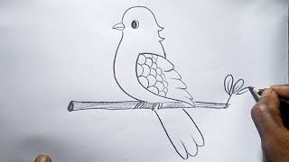 how to draw bird drawing easy step by step@DrawingTalent