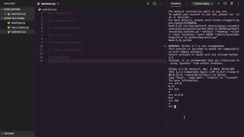 Python: operators สัญลักษณ์คณิตศาสตร์