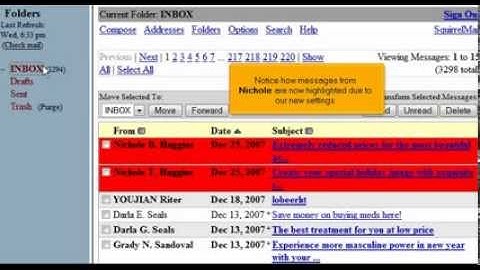 How to highlight messages in SquirrelMail