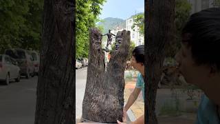 Faces Hidden in Nature 😯The Soul Within the Tree 🌲 #statue #buddha #woodworking #vishuart #shorts