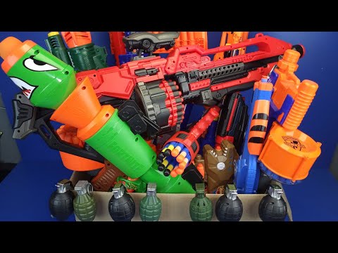 Box of Toys Nerf Guns ! MEGALODON,ALPHAHAWK,THUNDERHAWK,HYPERFIRE ELITE NERF TOYS