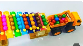 ASMR Marble run on track HABA - Marble run race ASMR row HABA slope &amp; big dump truck