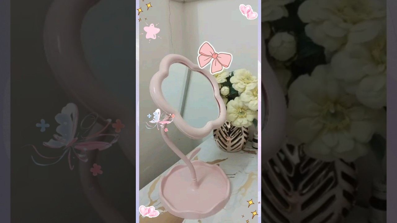 Cute Standing Mirror ✨Perfect for makeup, skincare, stylish and looks aesthetic on your table 💗