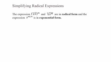 Simplifying Radical Expressions Chapter 9 Section 1