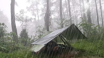 Building a Tent in Heavy Rain and Thunderstorm | Solo Camping at Night