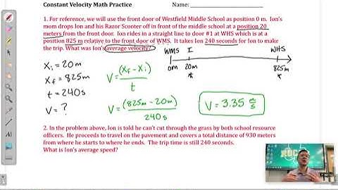 Constant Velocity Math EXAMPLES 1, 2, 5