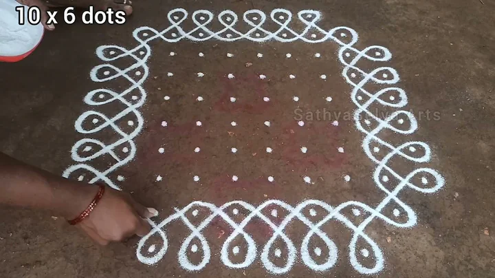 Daily new kolam design | 10 x 6 dots sikku kolam | kambi Kalam | SathyaSelva Arts