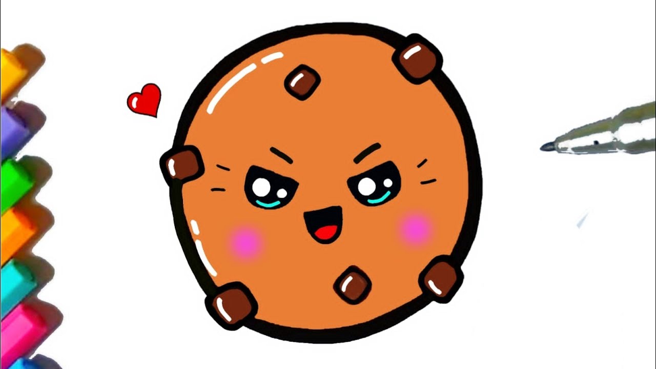 Como desenhar Cookies Kawaii fofo ❤ Desenhos Kawaii - Desenho para Desenhar  